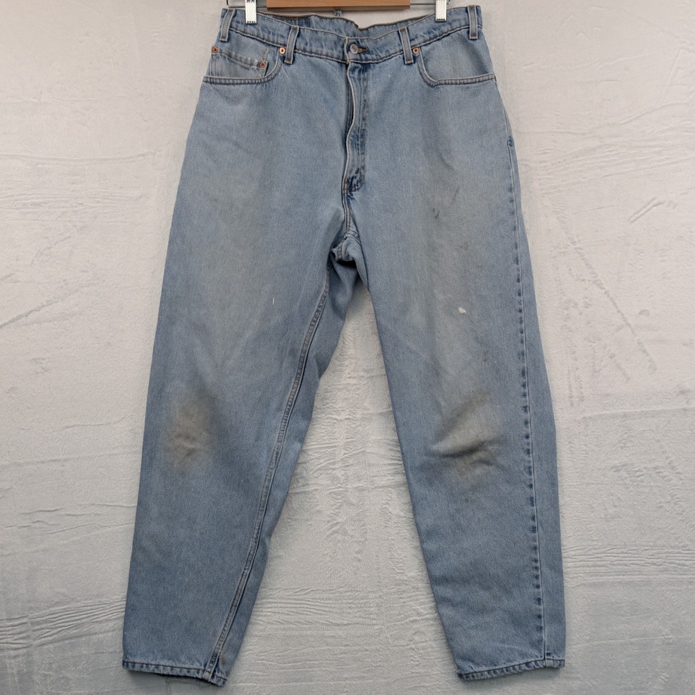 VTG Levi's 560 Jeans Men 36x32 Blue Light Loose Tapered Red Tab Paper Tag 90s